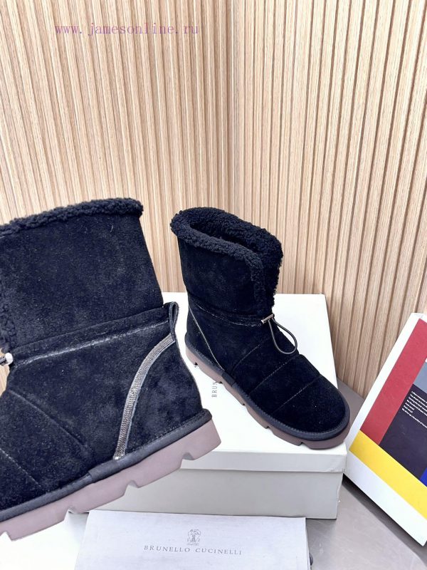 Top tierBrunello Cucinelli 24ss Winter New Snow Boots Lamb Bun BootsBC has the authentic Ita3601esul - Image 5