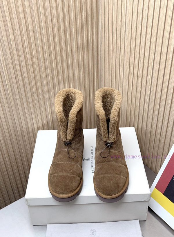 Top tierBrunello Cucinelli 24ss Winter New Snow Boots Lamb Bun BootsBC has an authentic Italhq1xv152 - Image 3