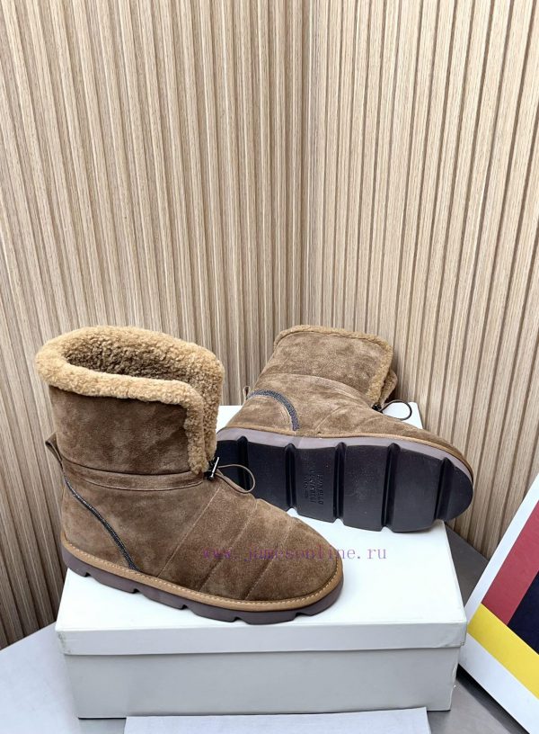 Top tierBrunello Cucinelli 24ss Winter New Snow Boots Lamb Bun BootsBC has an authentic Italhq1xv152 - Image 9
