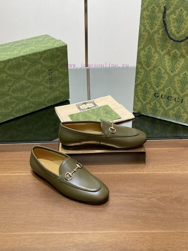2024 Early Autumn New Gucci Latest Army Green Princeton Series Le Fu Single Shoes Top Qualitr7er43gx