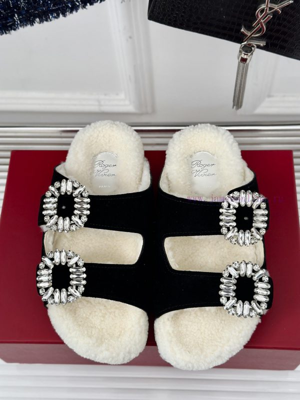 Top versionRoger Vivier | RV Double Diamond Button Hairy SlippersA pair of easy to wear slipzddwueqx - Image 5