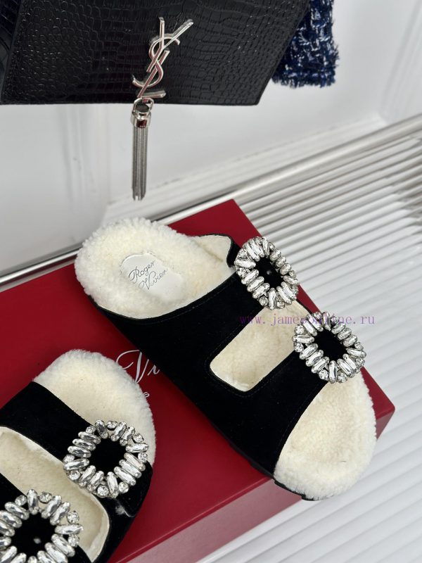 Top versionRoger Vivier | RV Double Diamond Button Hairy SlippersA pair of easy to wear slipzddwueqx - Image 6