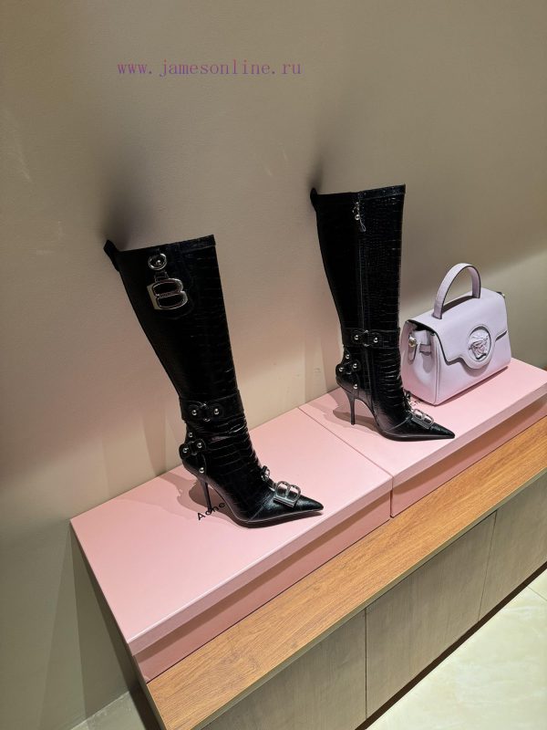2024 Balenciaga Long Boots Metal LE Cagloe Motorcycle BootsBalenciaga Liuding pointed side r220fgdl - Image 4