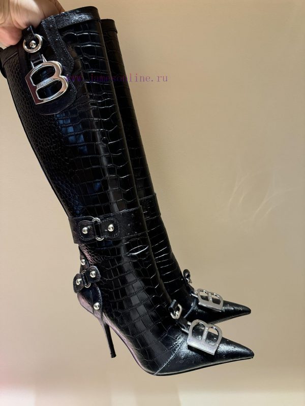 2024 Balenciaga Long Boots Metal LE Cagloe Motorcycle BootsBalenciaga Liuding pointed side r220fgdl - Image 10