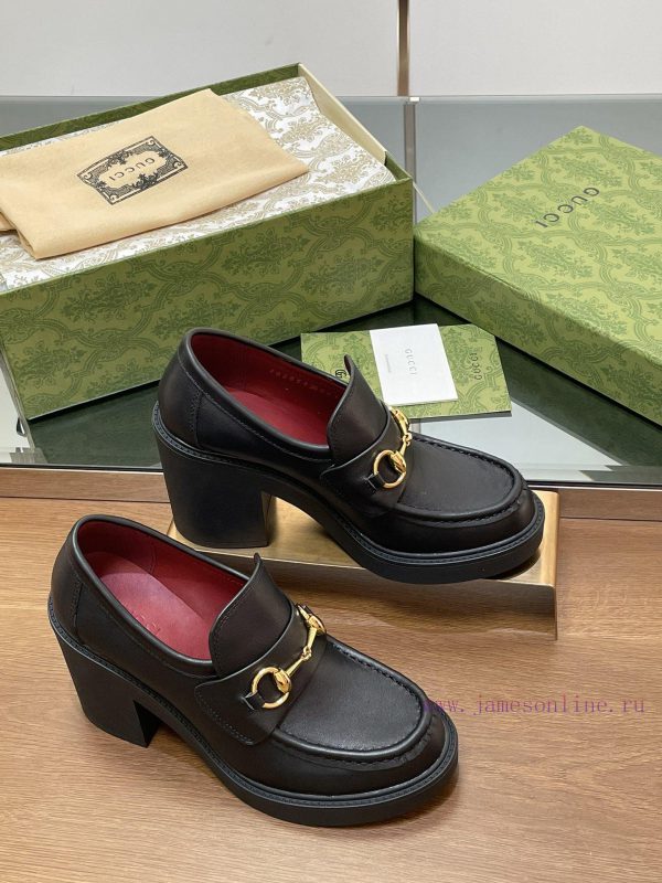 2024 Autumn/Winter Latest GUCCI High Heels, Little Bee Bottom, Thick Heels, Horseclip, Thick5aw02n7k