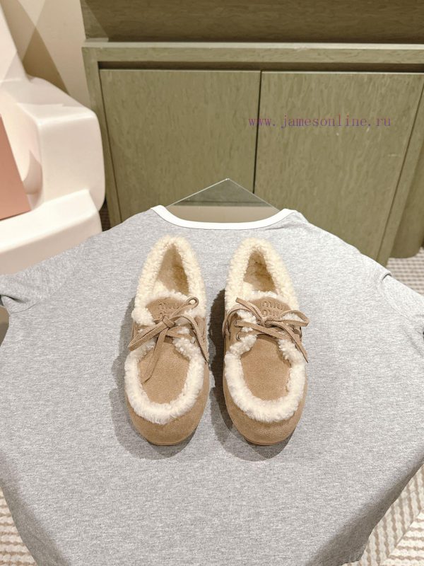 | ²⁰²4 ??  ??MIUMIU new American retro style wool integrated bean shoes~a must-have~casual pe8xwudj