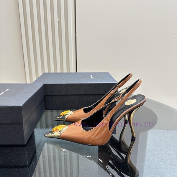 YSL Saint LaurentSS2024 New Product Metal Head Big Gemstone Elegant and Atmospheric High Heeeky3iylq