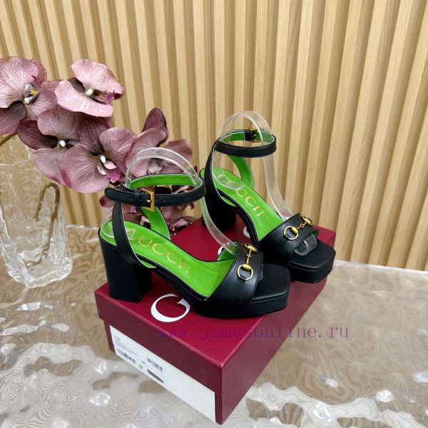 The new 2024 spring/summer GUCCI leopard print horsehair Gucci water platform coarse heel hos0jhnr7n - Image 4