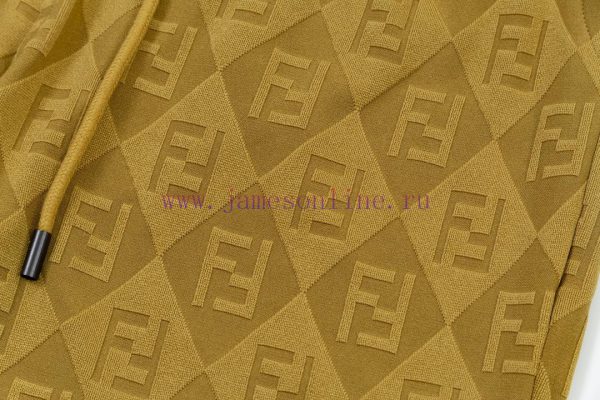 ️   FENDI Double FF Diamond Grid Jacquard Towel Pants Elastic2025SS new knitted shorts, cust vgskqeo2 - Image 5