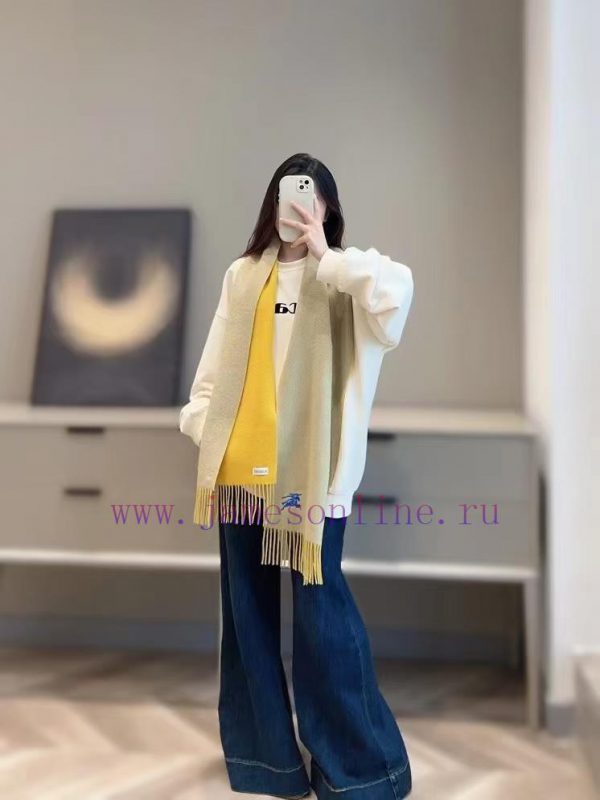 𝐁𝐔𝐑𝐁𝐄𝐑𝐑𝐘 Double sided solid color embroidered long scarf official website synchronized new ️guv9ny6b