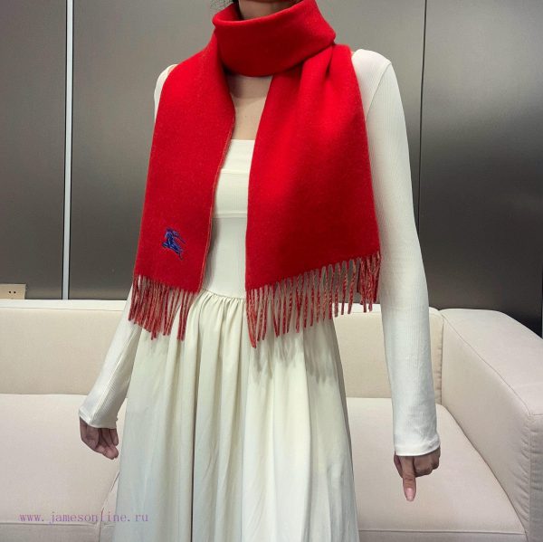 𝐁𝐔𝐑𝐁𝐄𝐑𝐑𝐘 Double sided solid color embroidered long scarf official website synchronized new ️eqwgvhpr