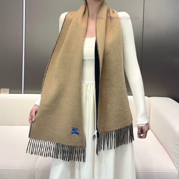 𝐁𝐔𝐑𝐁𝐄𝐑𝐑𝐘 Double sided solid color embroidered long scarf official website synchronized new ️1wrymtw6