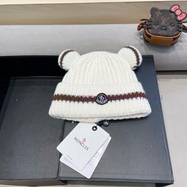 Monster Cute Bear Ears Striped Knitted Hat for Children, Warm and Versatile in Autumn and Wireypuq5x