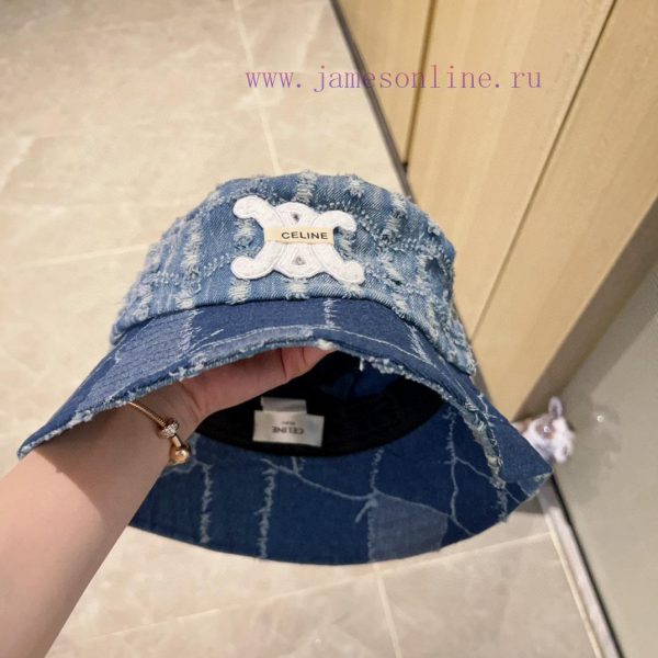 .   CELINE 2023 Autumn/Winter New Denim Vintage Fisherman's Hat, Foldable Sunshade and Easy gesc4bsh - Image 9