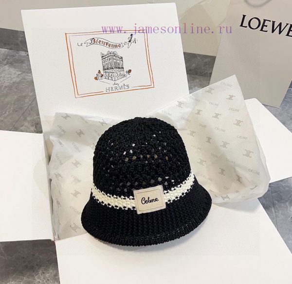 .   CELINE 2024 new color blocked hollow simple fisherman hat, Chanel style trendy bucket hagxwyzom8