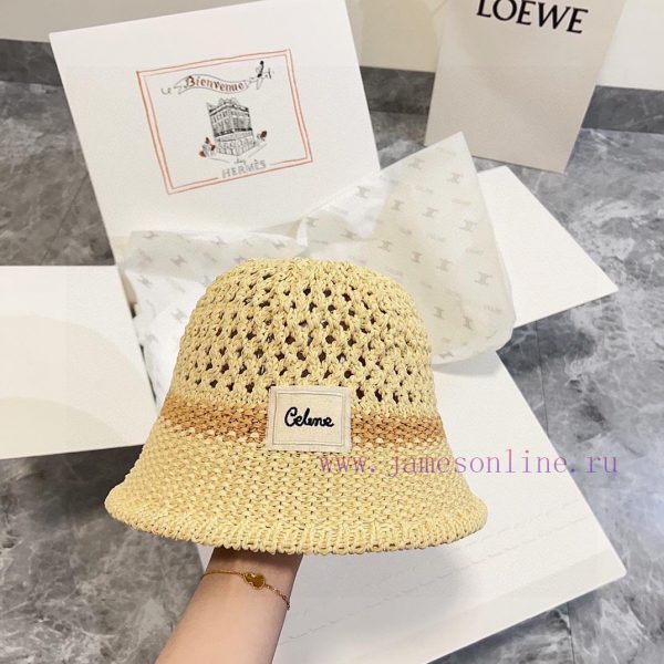 .   CELINE 2024 new color blocked hollow simple fisherman hat, Chanel style trendy bucket hak0jpx749 - Image 3