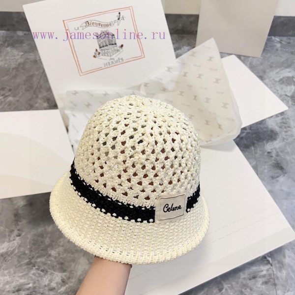 .   CELINE 2024 new color blocked hollow simple fisherman hat, Chanel style trendy bucket hae72sr2om - Image 6