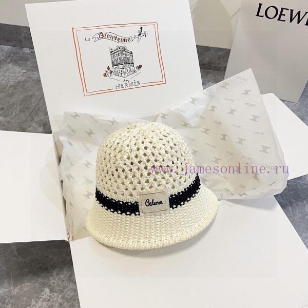 .   CELINE 2024 new color blocked hollow simple fisherman hat, Chanel style trendy bucket hae72sr2om - Image 7