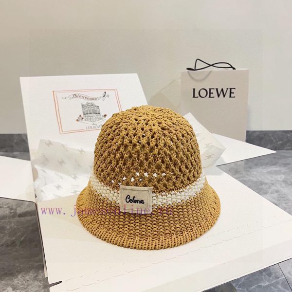 .   CELINE 2024 new color blocked hollow simple fisherman hat, Chanel style trendy bucket ha6tb2i5qa - Image 3