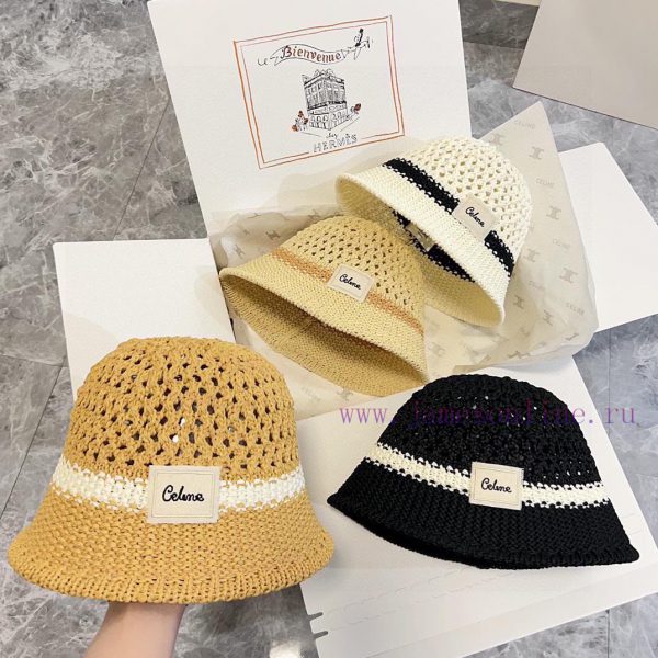 .   CELINE 2024 new color blocked hollow simple fisherman hat, Chanel style trendy bucket ha6tb2i5qa - Image 11