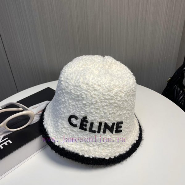 .   CELINE 2024 new autumn and winter plush bucket hat fisherman hat, simple letter elementsd2y2842l - Image 8
