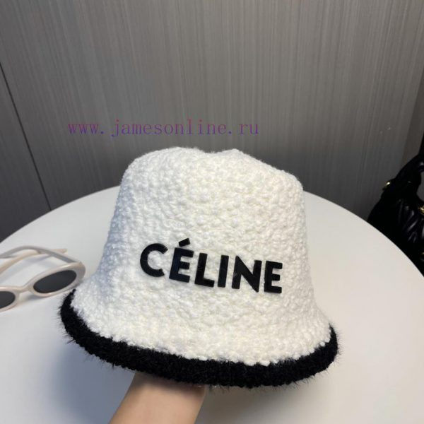 .   CELINE 2024 new autumn and winter plush bucket hat fisherman hat, simple letter elementsd2y2842l - Image 9