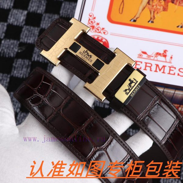 Men's belt HermesMen's leather belt is made of 100% head layer cowhide, ensuring that the 24 zm4m1z54 - Image 3