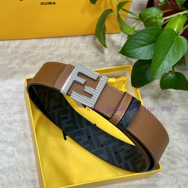 FENDI style, width 4.0CM, double ring front and back waist belt with F nail buckle, earth ye 72b1bif6