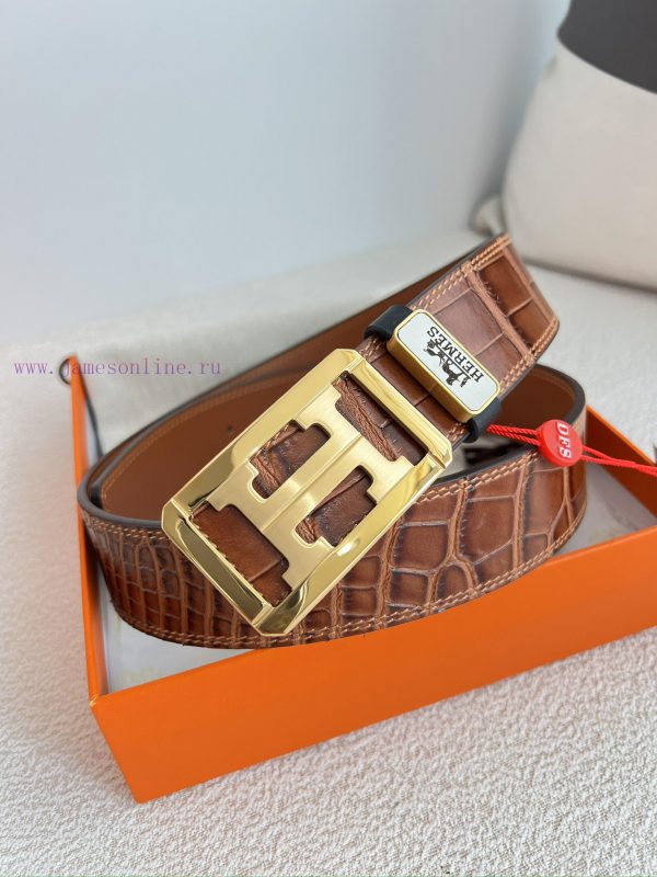 Hermes Hermes waist beltHanging buckle, classic pure steel material buckle head, double-side lace5mmm