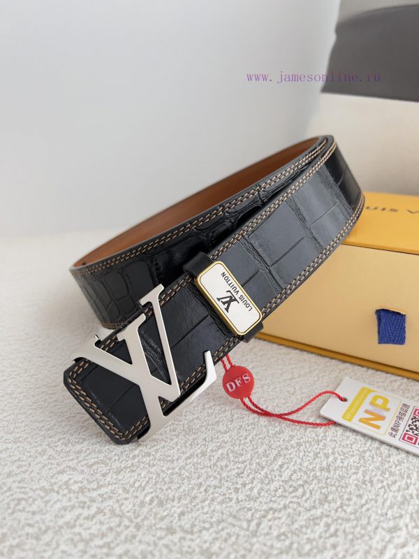 LV... Louis Vuitton Belt and BeltsBuckle, classic pure steel material face letter buckle, to hrp0y6fo
