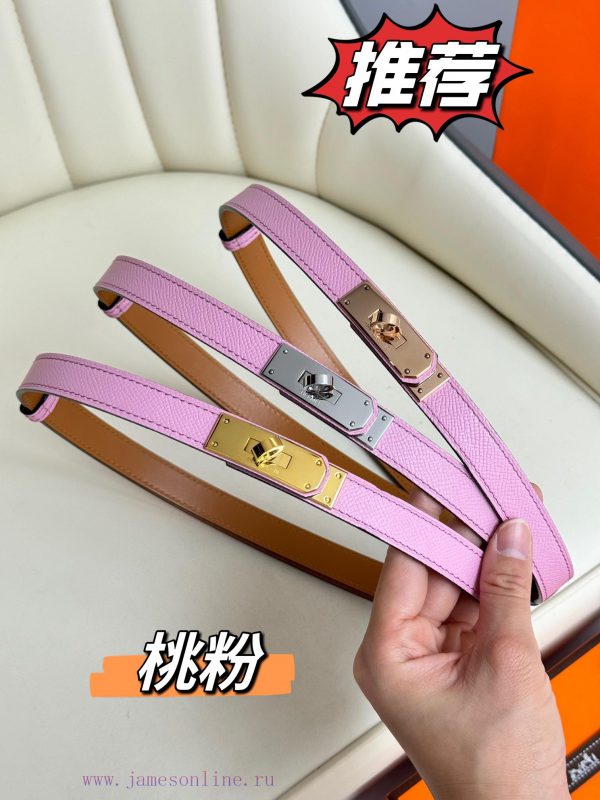 Hermes Women's BeltFull set of 1.8mm women's Kelly original imported leather K gold/platinum meoof493
