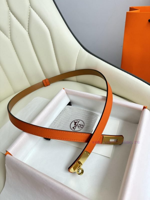 Hermes Women's BeltFull set of 1.8mm women's Kelly original imported leather K gold/platinum v6mybcch - Image 4