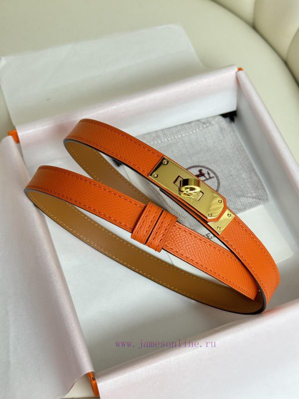 Hermes Women's BeltFull set of 1.8mm women's Kelly original imported leather K gold/platinum v6mybcch - Image 5