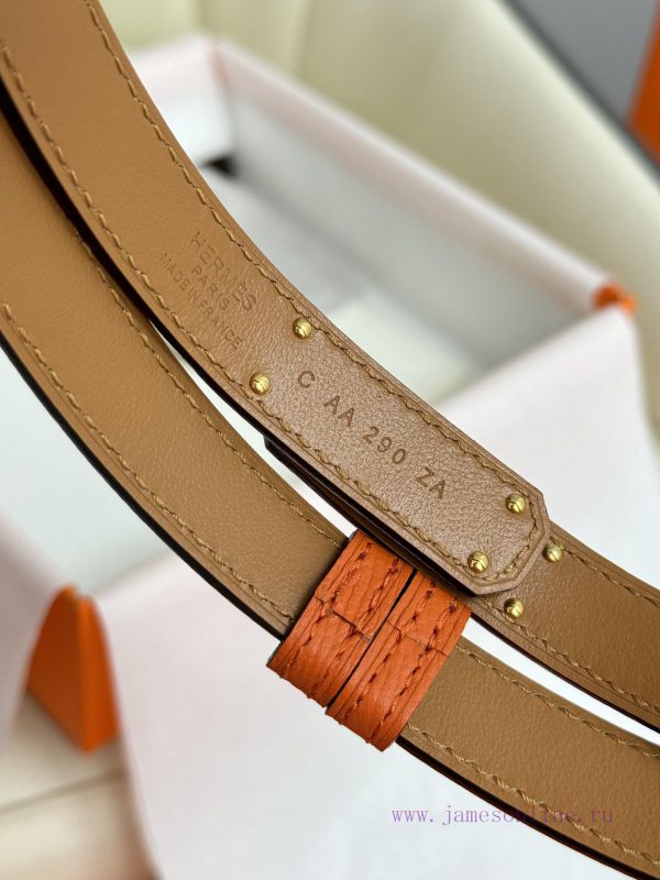 Hermes Women's BeltFull set of 1.8mm women's Kelly original imported leather K gold/platinum v6mybcch - Image 7