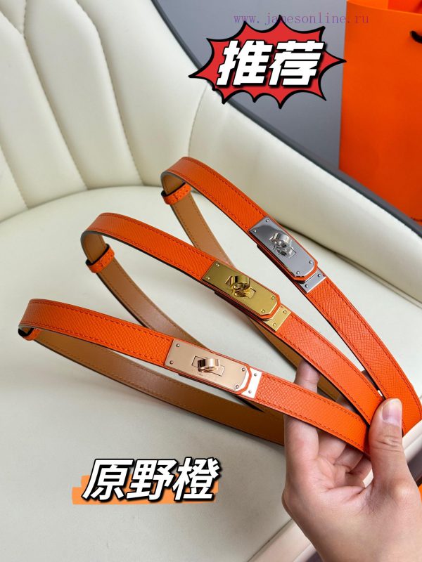 Hermes Women's BeltFull set of 1.8mm women's Kelly original imported leather K gold/platinum m2ftggl7
