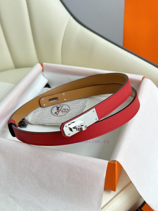Hermes Women's BeltFull set of 1.8mm women's Kelly original imported leather K gold/platinum tiwubpfq - Image 3