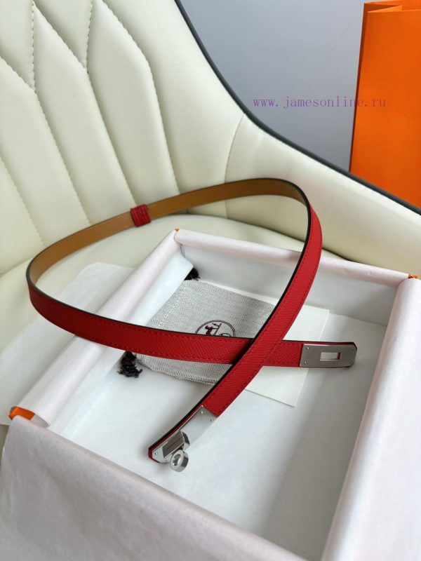 Hermes Women's BeltFull set of 1.8mm women's Kelly original imported leather K gold/platinum tiwubpfq - Image 4