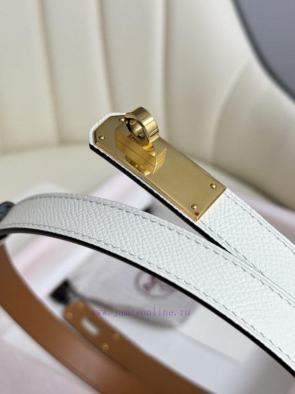 Hermes Women's BeltFull set of 1.8mm women's Kelly original imported leather K gold/platinum 0xcapdp4 - Image 7