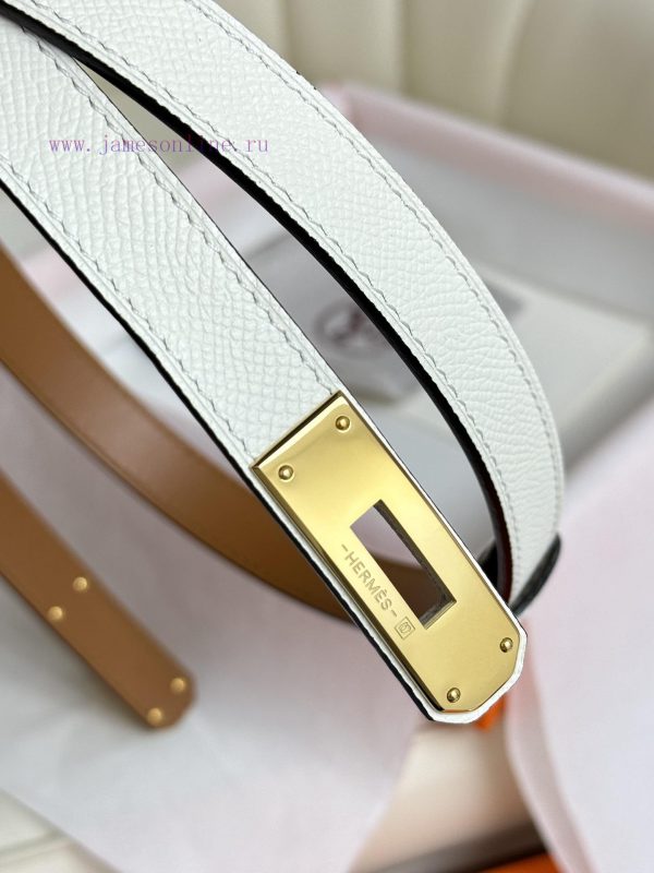 Hermes Women's BeltFull set of 1.8mm women's Kelly original imported leather K gold/platinum 0xcapdp4 - Image 8