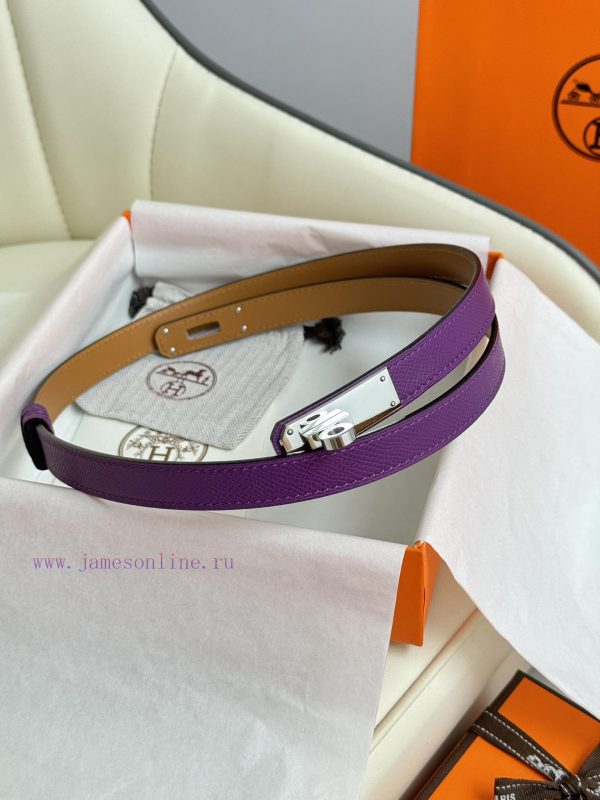 Hermes Women's BeltFull set of 1.8mm women's Kelly original imported leather K gold/platinum doltl5lt - Image 3
