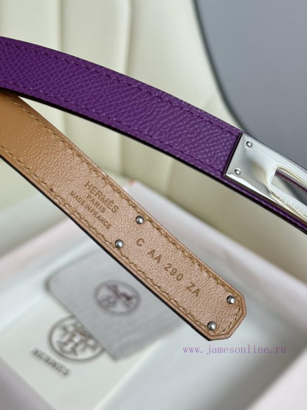 Hermes Women's BeltFull set of 1.8mm women's Kelly original imported leather K gold/platinum doltl5lt - Image 6