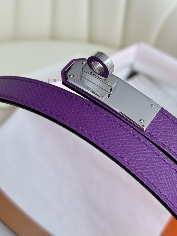 Hermes Women's BeltFull set of 1.8mm women's Kelly original imported leather K gold/platinum doltl5lt - Image 7