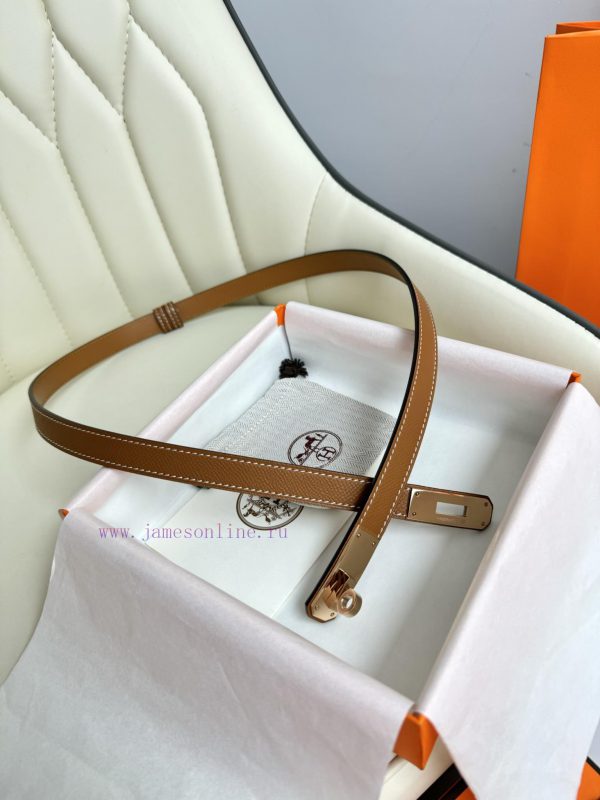 Hermes Women's BeltFull set of 1.8mm women's Kelly original imported leather K gold/platinum 2uxt7dxr - Image 4