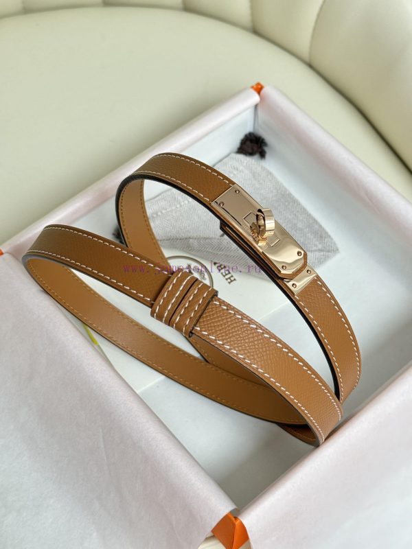 Hermes Women's BeltFull set of 1.8mm women's Kelly original imported leather K gold/platinum 2uxt7dxr - Image 5