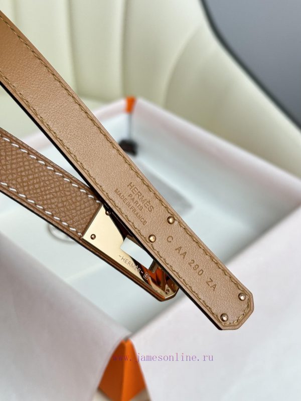 Hermes Women's BeltFull set of 1.8mm women's Kelly original imported leather K gold/platinum 2uxt7dxr - Image 7