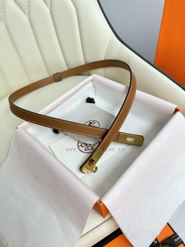 Hermes Women's BeltFull set of 1.8mm women's Kelly original imported leather K gold/platinum 4w6ucixl - Image 4