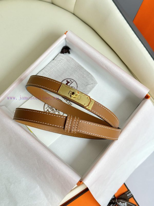 Hermes Women's BeltFull set of 1.8mm women's Kelly original imported leather K gold/platinum 4w6ucixl - Image 5