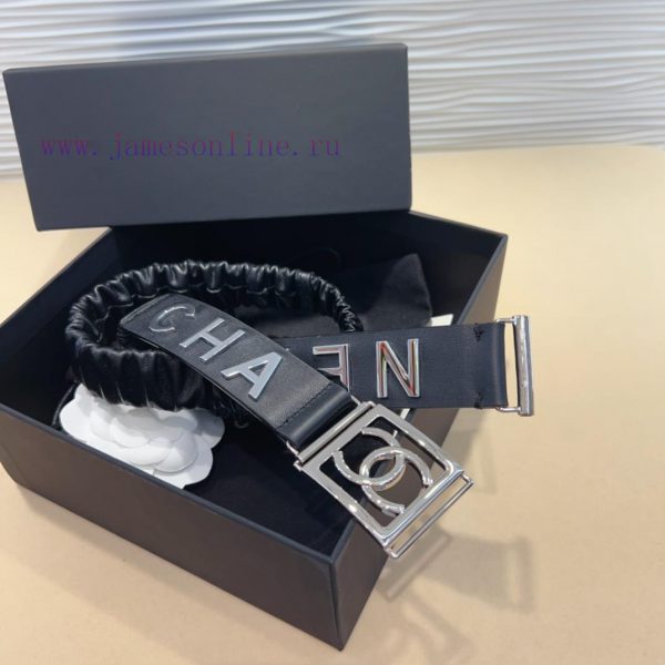 Chanel brass logo buckle calf leather silver metal 3.0cm boutique elastic, versatile and ele vnghjw1f