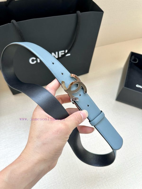 Width 3.0cm CHANEL Rotating Double C Calfskin and Silver Gun Gold Metal Belt Multi Color Wom rwq30h9f - Image 7