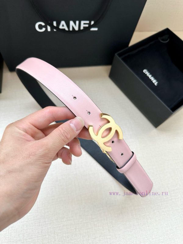 Width 3.0cm CHANEL Rotating Double C Calfskin and Silver Gun Gold Metal Belt Multi Color Wom rjksoesi